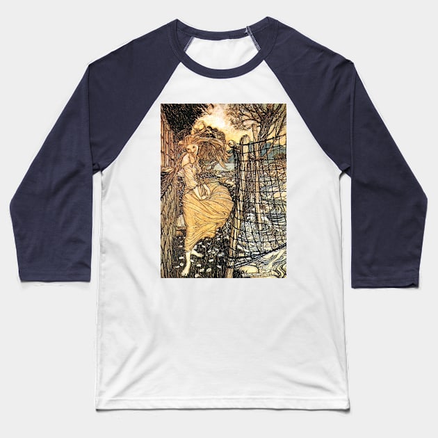 Undine Outside The Window - Arthur Rackham Baseball T-Shirt by forgottenbeauty